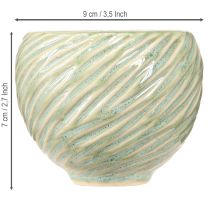 Artikel Keramische kommen in groen spiraaldesign Ø9cm H7cm 4st