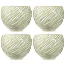 Artikel Keramische kommen in groen spiraaldesign Ø9cm H7cm 4st