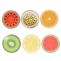 Artikel Set van 6 onderzetters met fruitmotief, tafeldecoratie, keuken en woonkamer, 10 cm, 10 cm