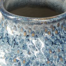 Artikel Keramische vaas geglazuurd blauw en wit gevlochten look H18,5cm