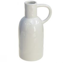 Artikel Keramieken vaas wit voor droogdecoratie vaas met handvat Ø9cm H21cm