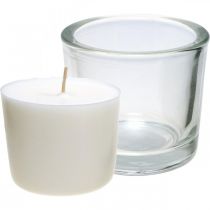 Kaars in glas Kaarsenpot waskaars wit Ø9cm H8cm