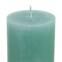 Artikel Stoerkaarsen effen lichtgroen jade 70×100mm 4 st