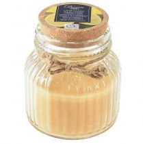 Kaars Citronella geurkaars glazen deksel honing H11,5cm