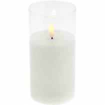 Artikel LED kaars in glas echte wax wit Ø7.5cm H10cm