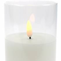 LED kaars in glas echte wax wit Ø7.5cm H10cm