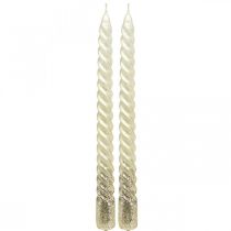 Taperkaarsen gedraaide kaarsen spiraalkaarsen creme 24cm 2st