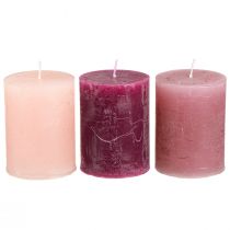 Artikel Kaarsen Pink Berry Staande kaarsen 3 Kleuren 60x80mm 12 st