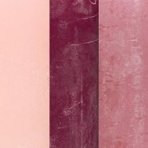 Artikel Rustieke pilaarkaarsen in een set van 12, roze en bessenkleurstelling, 60x80mm - Veelzijdig te gebruiken voor decoratie en feesten