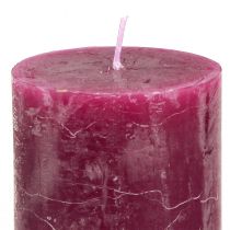 Artikel Rustieke pilaarkaarsen in een set van 12, roze en bessenkleurstelling, 60x80mm - Veelzijdig te gebruiken voor decoratie en feesten
