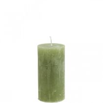 Artikel Effen kaarsen olijfgroene stompkaarsen 50×100mm 4 st