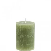 Effen gekleurde kaarsen olijfgroene stompkaarsen 70×100mm 4st