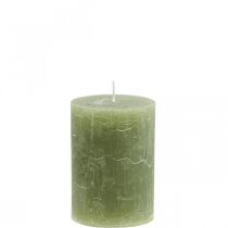 Artikel Effen kaarsen olijfgroene stompkaarsen 70×100mm 4 st
