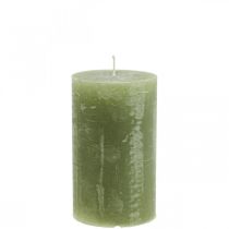 Artikel Effen kaarsen olijfgroene stompkaarsen 70×120mm 4 st