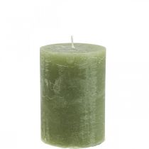 Artikel Effen kaarsen olijfgroene stompkaarsen 85×120mm 2st