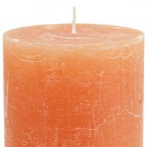 Artikel Effen gekleurde kaarsen Oranje Peach stompkaarsen 85×120mm 2st