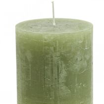 Artikel Effen kaarsen olijfgroene stompkaarsen 70×80mm 4 st