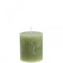 Artikel Effen kaarsen olijfgroene stompkaarsen 70×80mm 4 st