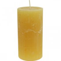 Zuilkaarsen Rustiek gekleurde kaarsen geel 70/140mm 4st