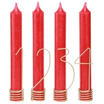 Artikel Kaarsdecoratie Advent cijfers 1-4 mat goud metaal H10cm 4 stuks