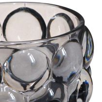 Artikel Kaarshouder glas theelichthouder grijs Ø7cm H7cm 6 st