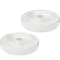 Artikel Kaarsenhouder Keramiek Wit – Moderne Kaarsenhouder voor Taper Kaarsenhouders Ø13cm 2 Stuks