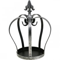 Deco kroon antiek zilver look metaal Ø18cm H26cm
