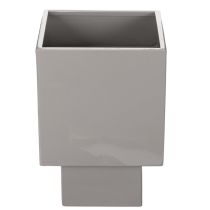 Artikel Grijze kubusvormige plantenbak met voet voor moderne decoratie, 22 cm