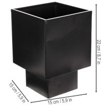 Artikel Zwarte kubusvormige plantenbak met voet, modern, 22 cm