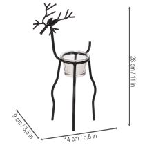 Artikel Rendier kaarsenhouder met theelichtglas, 28 cm