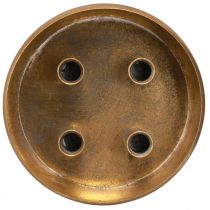 Artikel Kaarshouder schaal voor 4 stokkaarsen antiek look goud Ø22cm