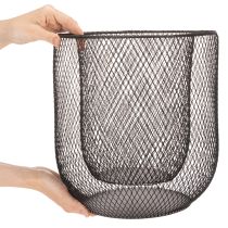 Artikel Zwarte metalen draadmand kaarsenhouder, Ø28,5/18 cm, set van 2