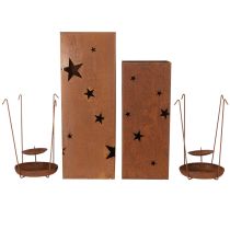 Artikel Kerstkaarsenstandaards, rustieke afwerking, 40/50 cm hoog, set van 2
