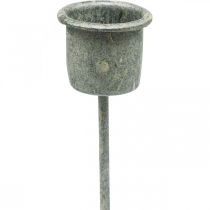 Artikel Insteekkaarsenhouder Shabby Chic grijs Ø3cm H8,5cm 8 st