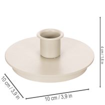 Artikel Ronde crèmekleurige kaarsenhouders voor taps toelopende kaarsen, tafeldecoratie, 10 cm, 2 stuks