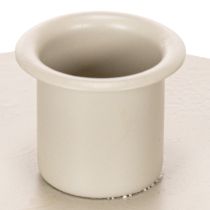 Artikel Ronde crèmekleurige kaarsenhouders voor taps toelopende kaarsen, tafeldecoratie, 10 cm, 2 stuks
