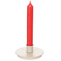 Artikel Ronde crèmekleurige kaarsenhouders voor taps toelopende kaarsen, tafeldecoratie, 10 cm, 2 stuks