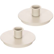 Artikel Ronde crèmekleurige kaarsenhouders voor taps toelopende kaarsen, tafeldecoratie, 10 cm, 2 stuks