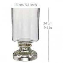 Lantaarn glas kaars glas antiek look zilver Ø13cm H24cm
