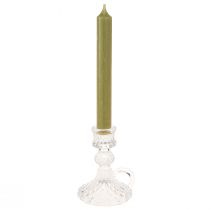 Artikel Kaarsenhouder met handvat voor kaarsen, glas 10,5 cm, helder, 4 stuks