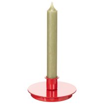 Artikel Compacte rode metalen kaarsenhouders voor taps toelopende kaarsen van 10 cm, 2 stuks