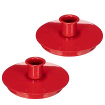 Artikel Compacte rode metalen kaarsenhouders voor taps toelopende kaarsen van 10 cm, 2 stuks