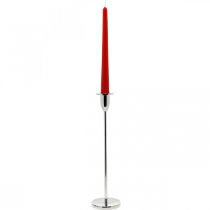 Artikel Kandelaar zilveren metalen decoratie kandelaar voor stokkaarsen H31cm