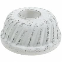Artikel Kaarsenhouder Bundt cake bakvorm Shabby Chic Wit Ø7,2cm H3cm 2 stuks