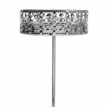 Artikel Bloemenkandelaars om in te steken zilver Ø7,4cm H12,5cm antieke look 4 st