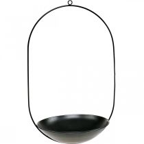 Decoratieve schaal om op te hangen zwart metalen ring Scandi decoratie 28 × 54cm