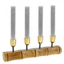 Artikel Kandelaar van metaal, mangohout, bamboe-look L29,5cm Ø2,2cm