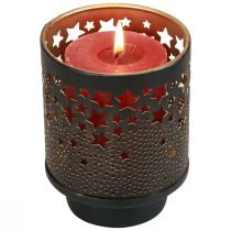 Artikel Kaarsenhouder metaal zwart/gouden sterren H13,5cm/19cm set van 2