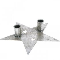 Artikel Kaarsdecoratie ster, metaaldecoratie, kandelaar voor 2 kegelkaarsen zilver, antiek look 23cm × 22cm