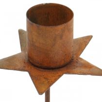 Artikel Stervormige kaarsenhouder om op te plakken, roestkleurige adventsdecoratie, 6 cm, 4 stuks